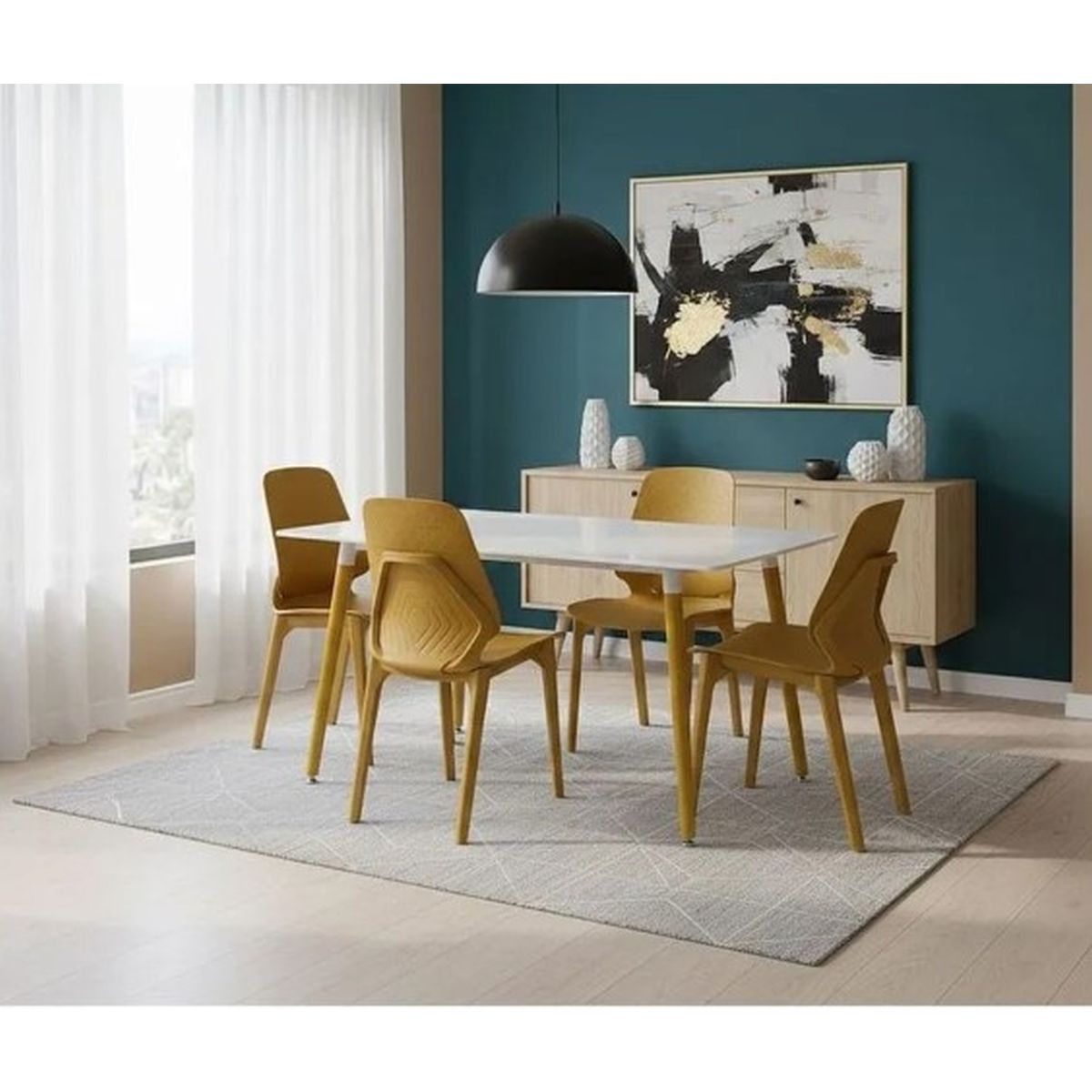Juego Mesa Barulich 140x80  + 4sillas Gao Ocre